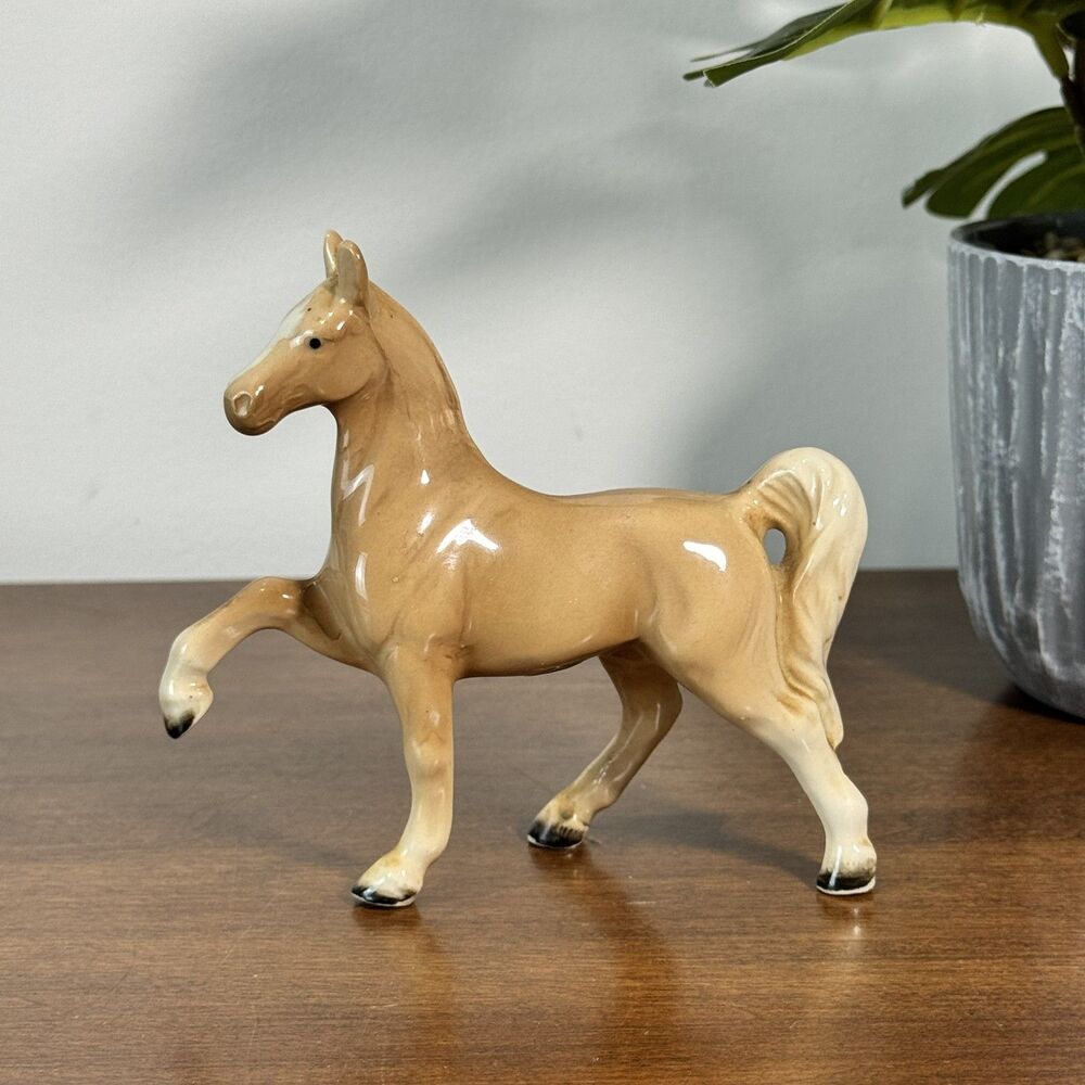 Vintage Palomino Horse Figurine Ceramic Japan Glazed Standing Pony Collectible